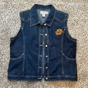 Oklahoma State Embroidered Denim Vest Sz L